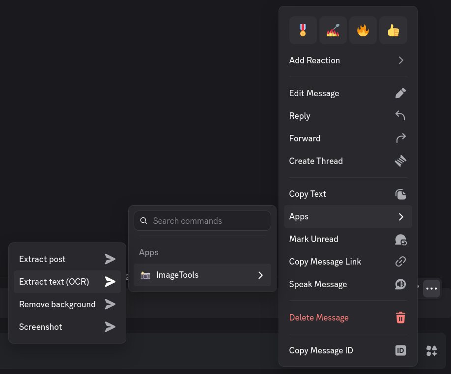 Screenshot showing the right-click context menu with Apps → ImageTools → Remove background